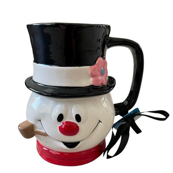 Rae Dunn FROSTY THE SNOWMAN Coffee Cocoa Mug Christmas Corn Cob Pipe Ceramic New - Picture 1 of 15